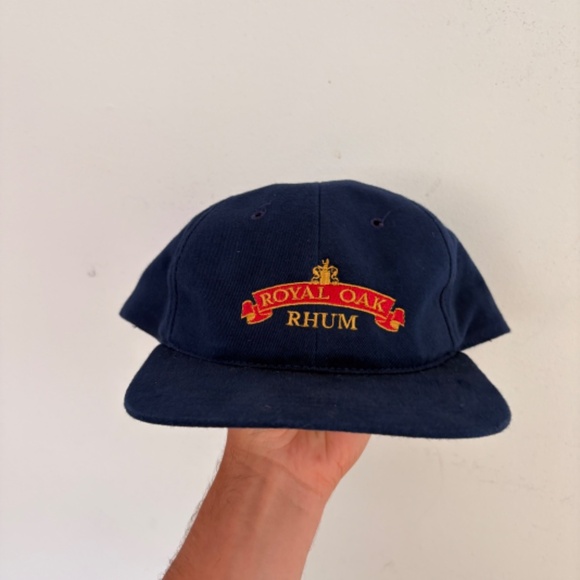 Vintage ROYAL OAK RHUM hat cap dad hat strapback navy blue trucker - Picture 2 of 6